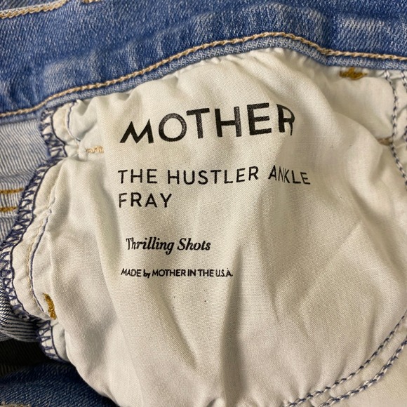 MOTHER The Hustler Ankle Fray Jeans Womens 26 Blue Distressed Ripped Flare Denim - Picture 4 of 13